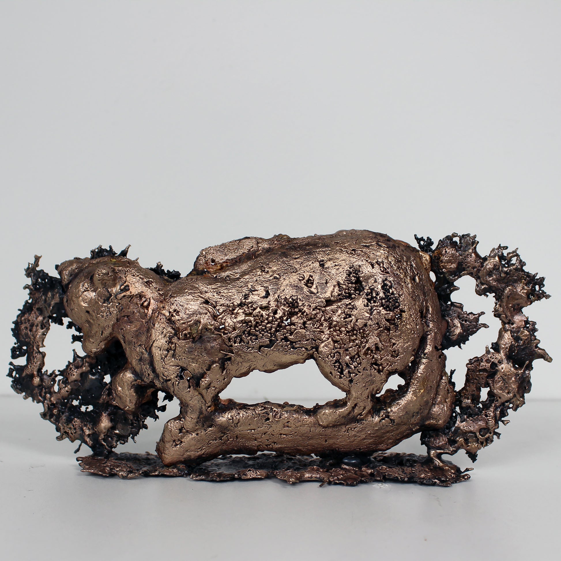 Buffon Martre - sculpture martre en gouttes de Bronze et d'Acier - Buil