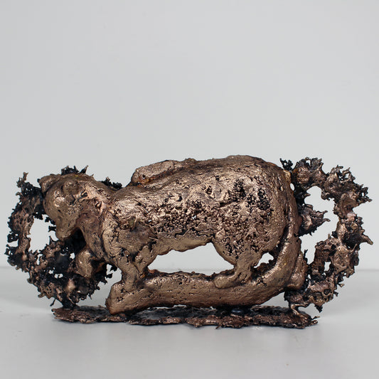 Buffon Martre - sculpture martre en gouttes de Bronze et d'Acier - Buil