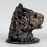 Tete lion 35-23 - Sculpture animaliere dentelle metal - Tete de lion bronze et acier