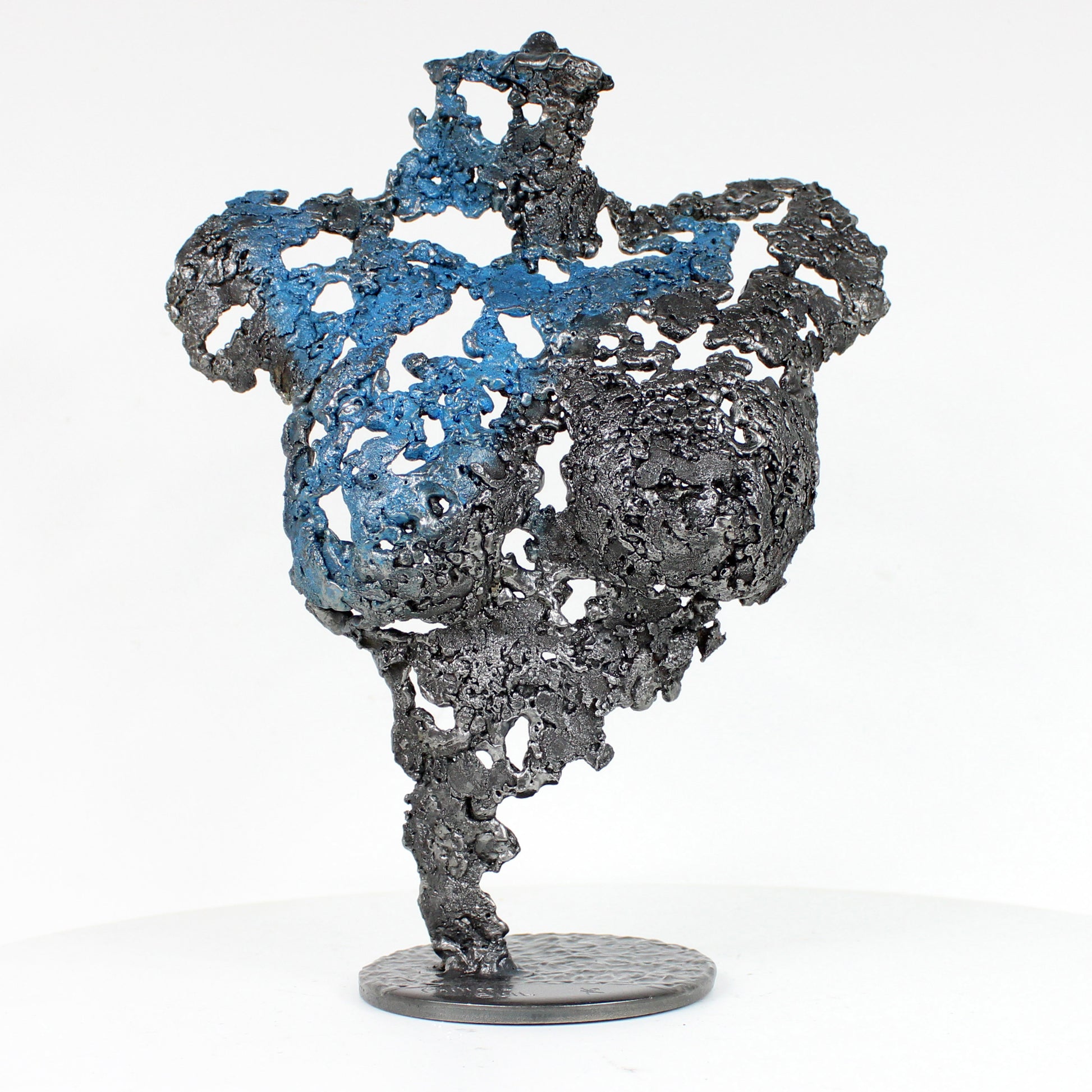 Pavarti Oceanie - Sculpture bustier femme dentelle metal patine bleue