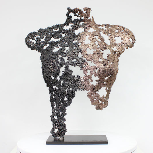 Belisama Tradition - Sculpture bustier femme dentelle métal bronze et acier