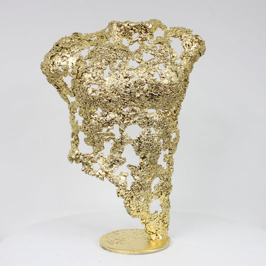 Pavarti Virvoltant - Sculpture torse masculin dentelle métal et feuilles or 24 carats