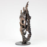 Montagne Vanité 51-23 - Sculpture crane en bronze et acier sur dentelle de métal
