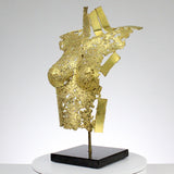 Belisama Jocaste - Sculpture buste femme dentelle bronze et Or - Buil