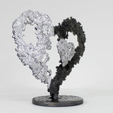 Corazón sobre corazón 75-22 - Escultura de corazón cromado sobre encaje en acero y cromo
