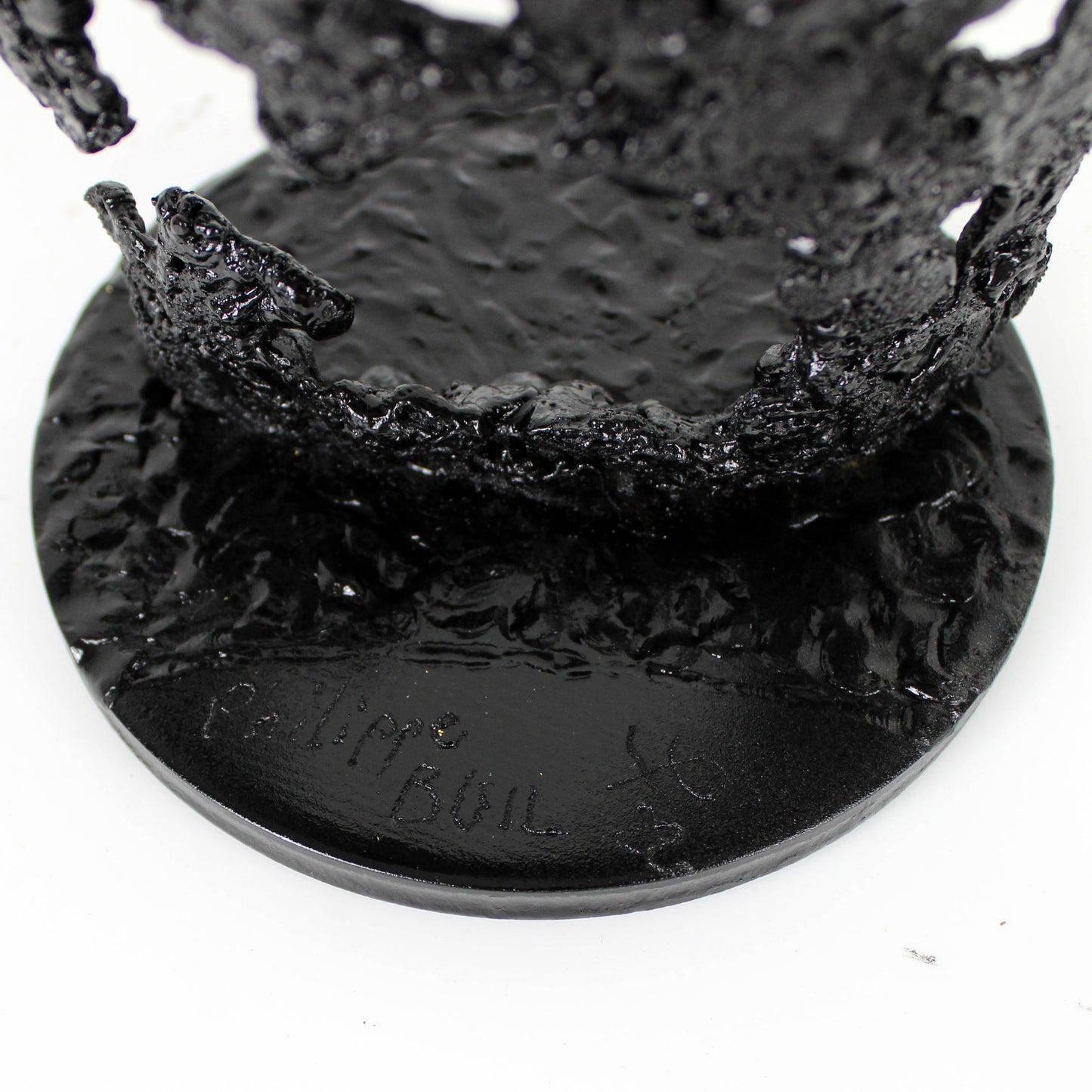 Pavarti Eclaircissement - Sculpture bustier femme dentelle métal acier noir et feuilles or 24 carats