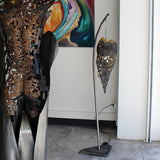 Flame floor lamp - Steel lace and gold leaf flame lamp