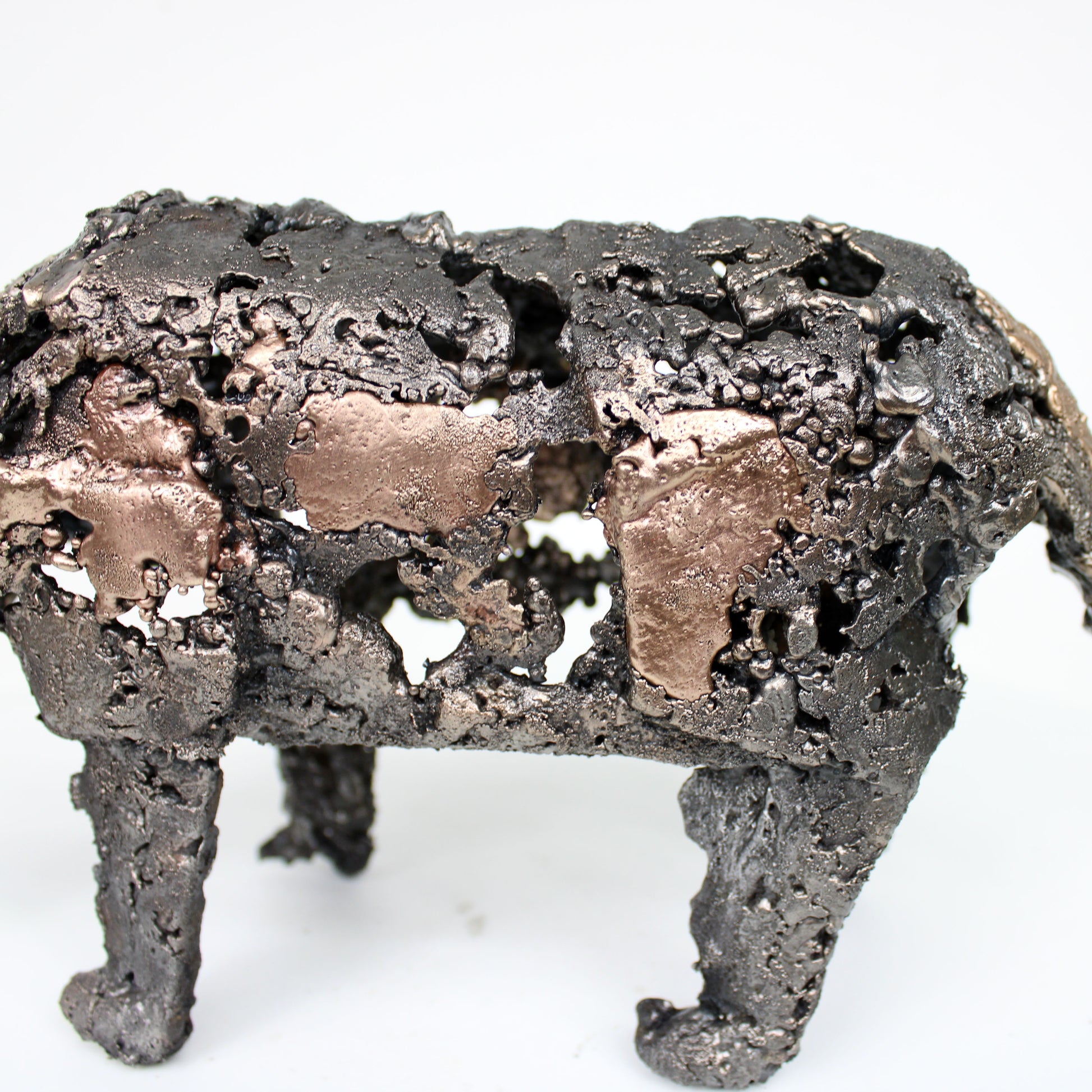 Rhinoceros 8-22 - Sculpture animal Rhinocéros en dentelle acier et bronze