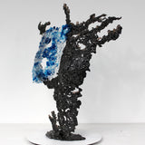 Belisama Bleu Mer - Sculpture buste femme metal et verre - Buil