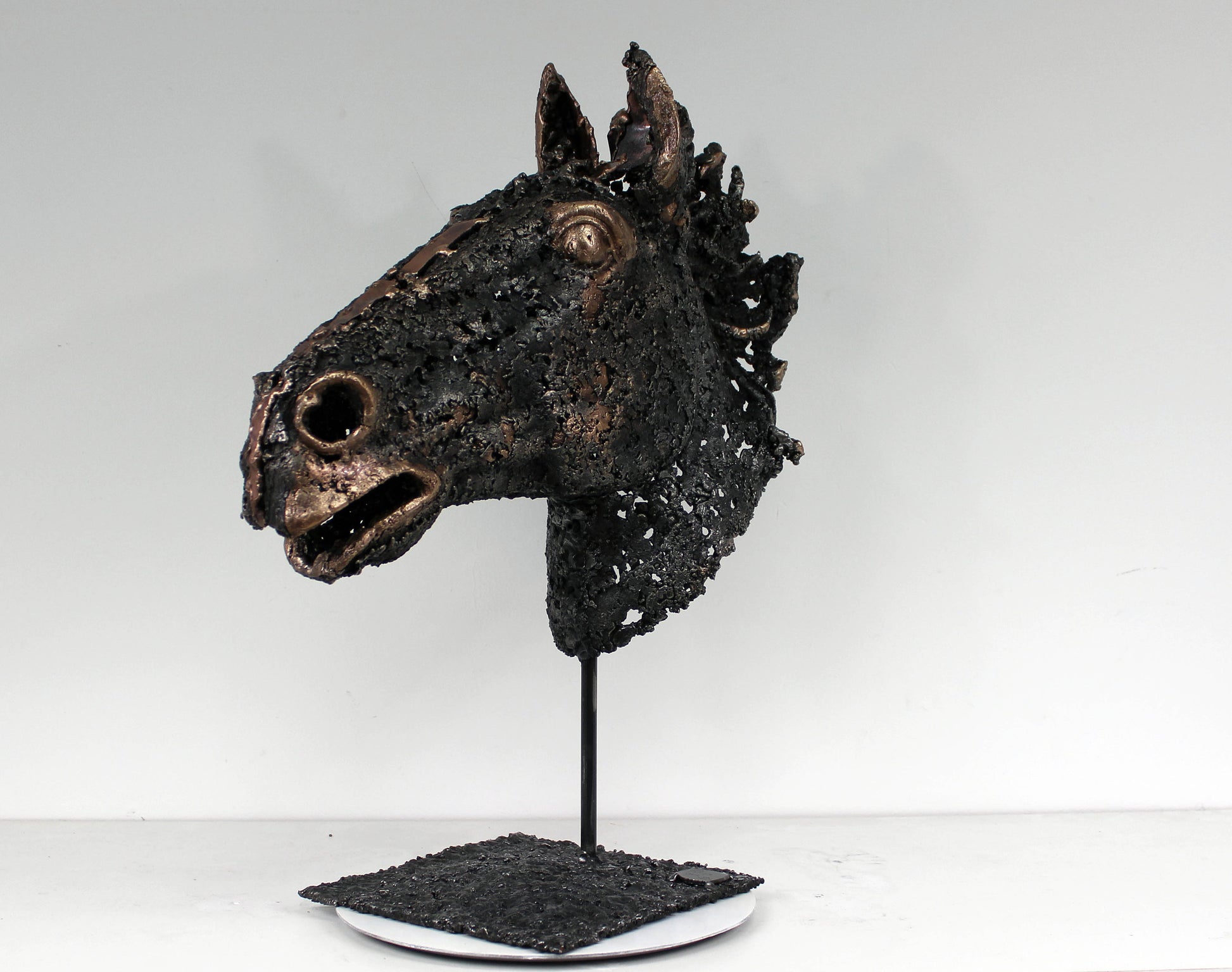 Cheval Rabastas - Sculpture métal - tête de cheval en Acier et Bronze - Buil