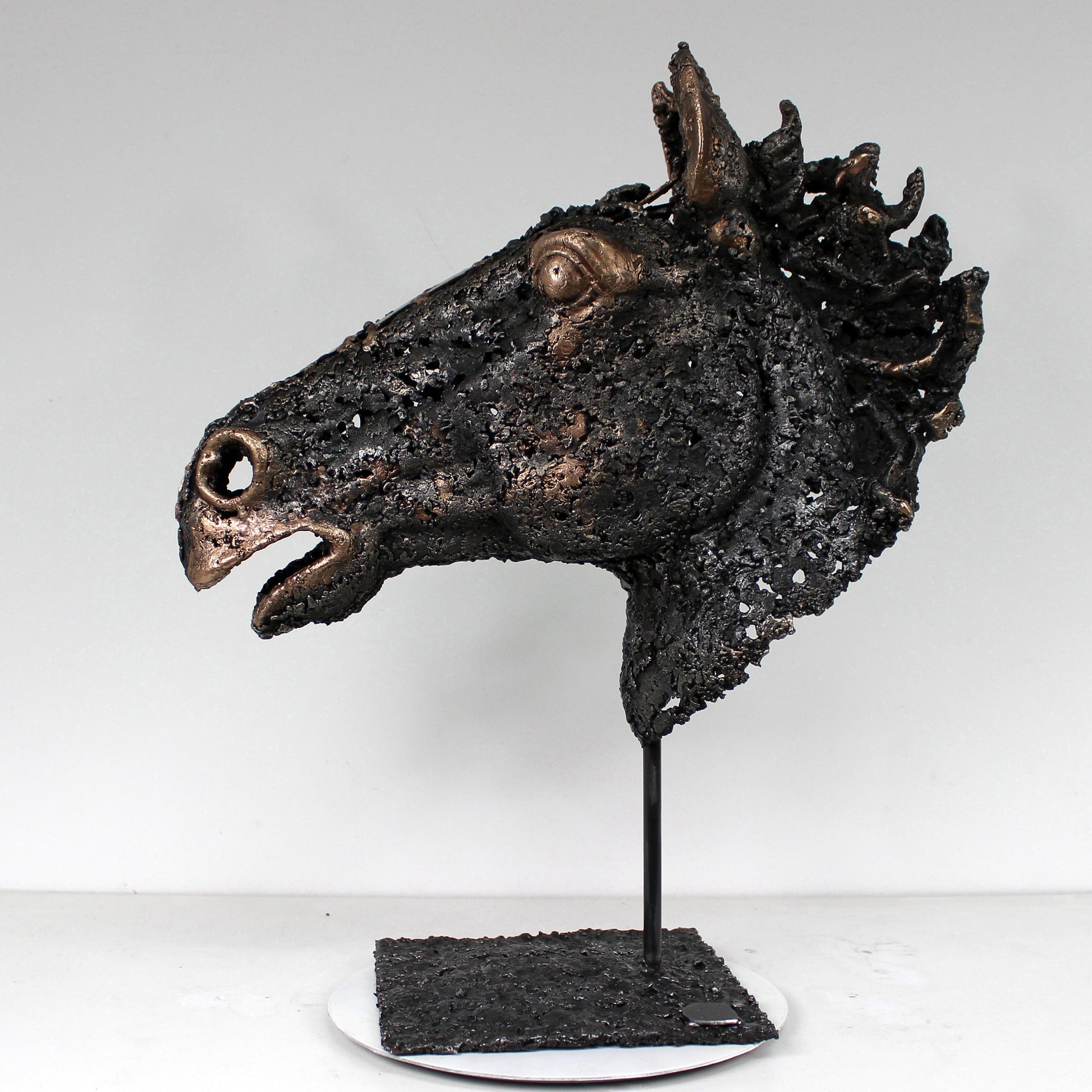Cheval Rabastas - Sculpture métal - tête de cheval en Acier et Bronze - Buil