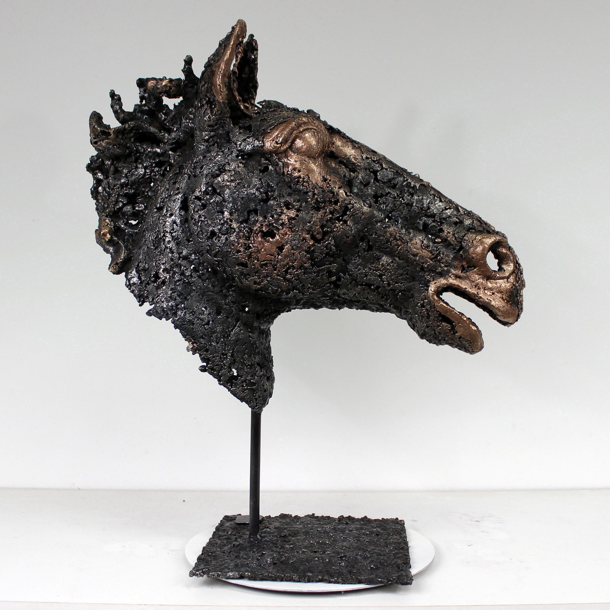 Cheval Rabastas - Sculpture métal - tête de cheval en Acier et Bronze - Buil