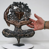 Pavarti calligraphie violette I - Sculpture métal homme yoga danse dentelle Bronze Acier - Buil