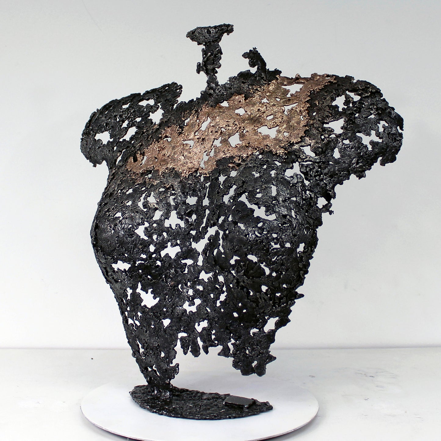 Belisama Antan - Sculpture buste femme dentelle Acier bronze - Buil