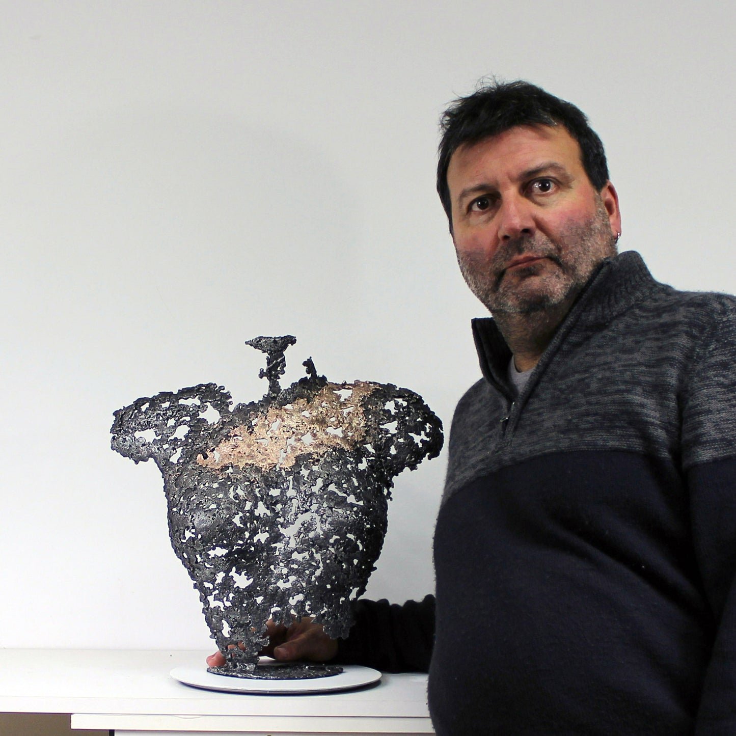 Belisama Antan - Sculpture buste femme dentelle Acier bronze - Buil