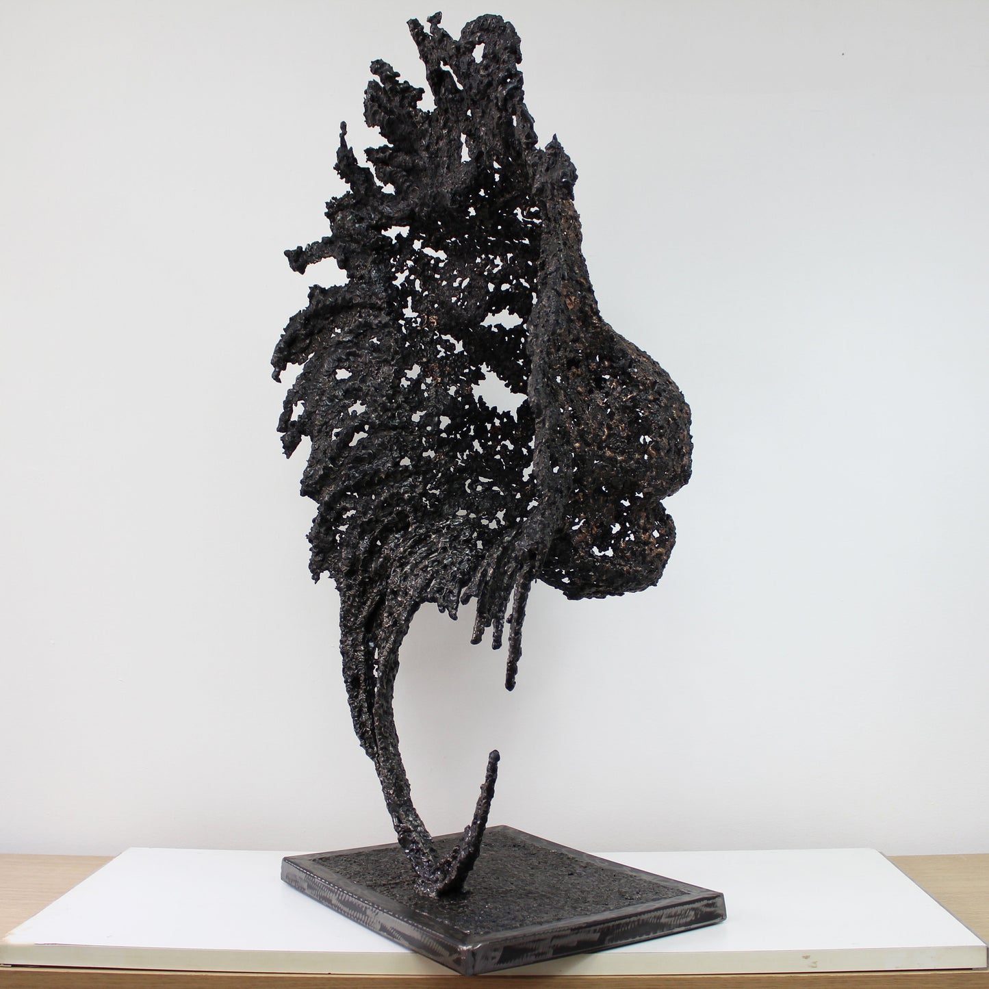 Tete de Lion - Sculpture animale tete de lion en acier bronze - Buil