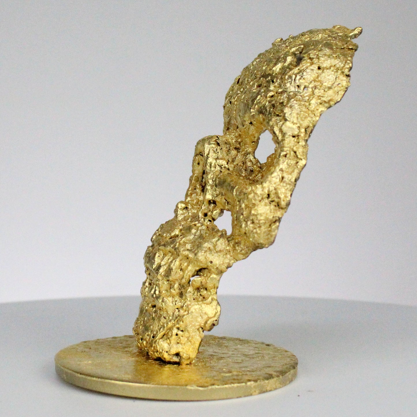 Crane CLVII - Sculpture tete de mort acier feuilles or - Buil