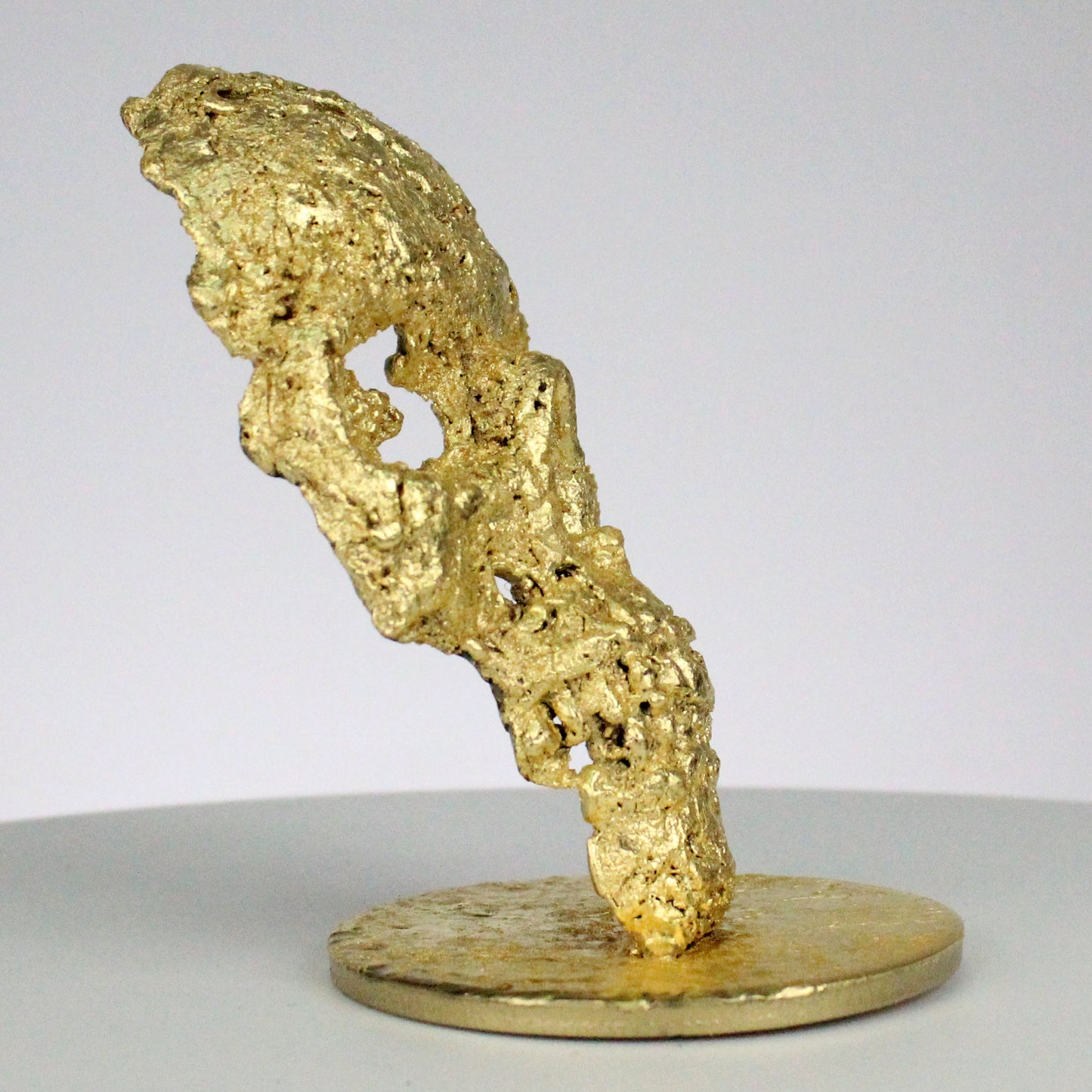 Crane CLVII - Sculpture tete de mort acier feuilles or - Buil